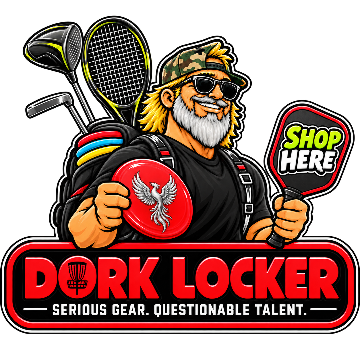 Dork Locker logo โ Serious gear. Questionable talent.
